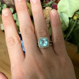 14k white gold and blue topaz ring